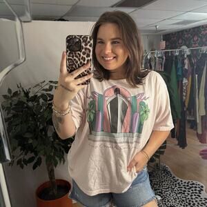 Vintage Long Beach Cruise Crew Neck Knit T-Shirt Pink Size XL